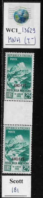 WC1_13629. ITALY: TRIESTE FTT. Gutter pair 1953 MOUNTAIN'S FEAST. Scott 181. MNH