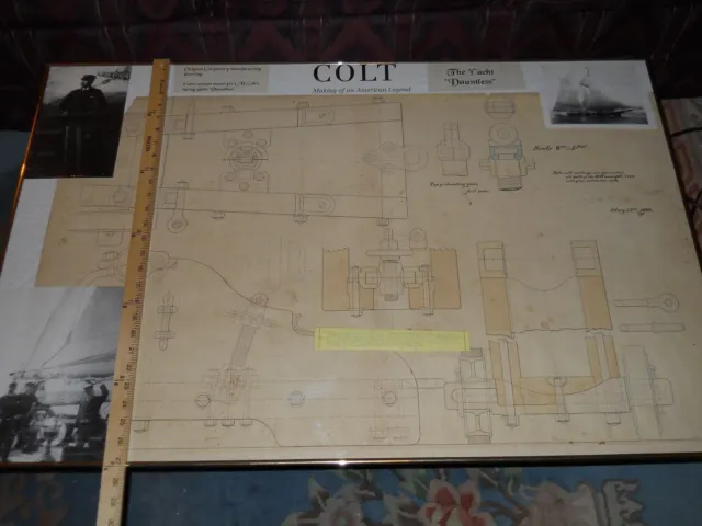 COLT FIREARMS CO.  YACHT "DAUNTLESS"  factory drawing for signal cannon. UNIQUE