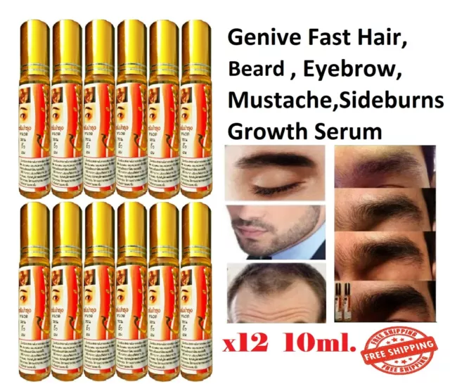 12X Suero de Crecimiento Rápido para el Cabello Genive Barba Larga Cejas Más Grosas Vitamina 10ml