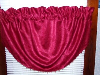 Better Homes & Gardens Red Victorian Style Valance Swag W/Beads Brocade Heavy 2