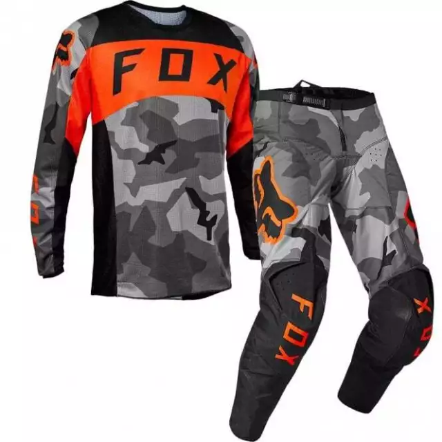 Fox Racing Men's 180 BNKR MX Motocross Jersey & Pant Bundle (Orange/Camo)