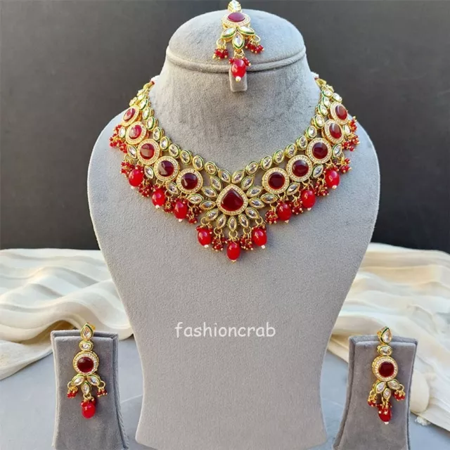 Indian Bollywood Style Aishwarya Polki Jewellery Set - Ruby