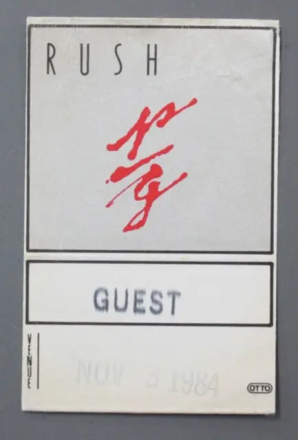 Rush backstage pass satin cloth sticker Grace Under Pressure November 3rd, 1984!