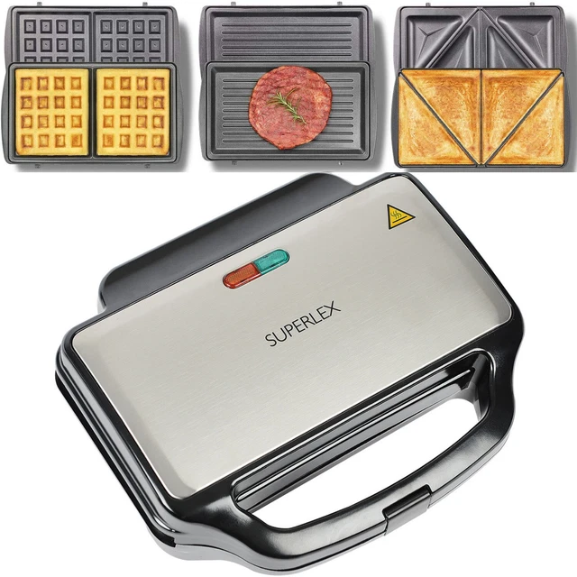 Superlex 3 in 1 Sandwichtoaster Kontaktgrill Waffeln Sandwich Waffeleisen Maker