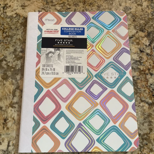 MEAD FIVE STAR Geo Diamond Composition Notebook, College Ruled. 100