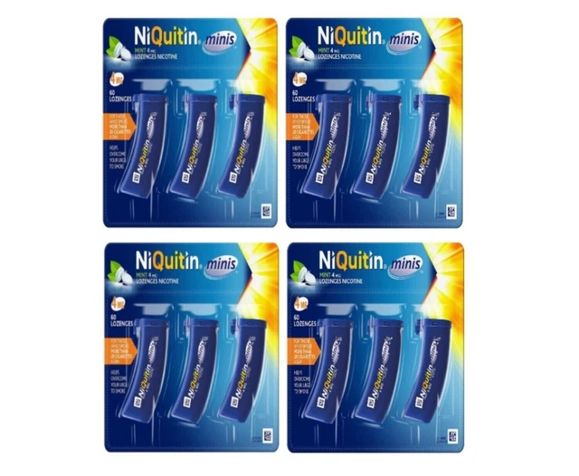 MENGE 4 X Niquitin Minis neuwertig 4 mg MEHRPACK = 240 Lutschtabletten - Exp. 09/2024
