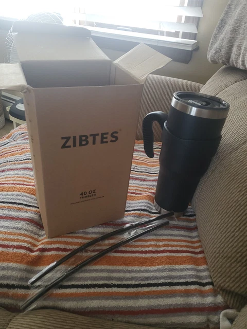 Zibtes 40oz Tumbler With Lid and Straws, Stainless Steel, Vacuum insulated