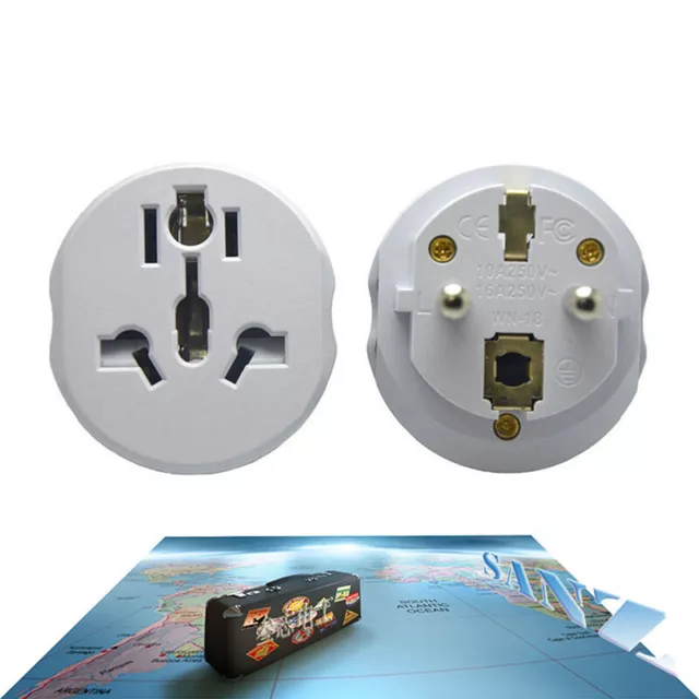 Universal EU Plug Converter 2 Round Pin Socket AU US UK CN To EU Wall Socket: F3