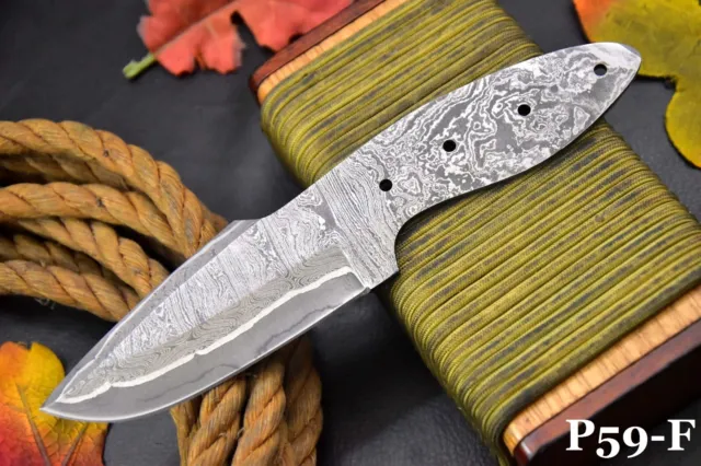 Custom San Mai 8.1"OAL Damascus Steel Blank Blade Hunting Knife Handmade (P59-F)
