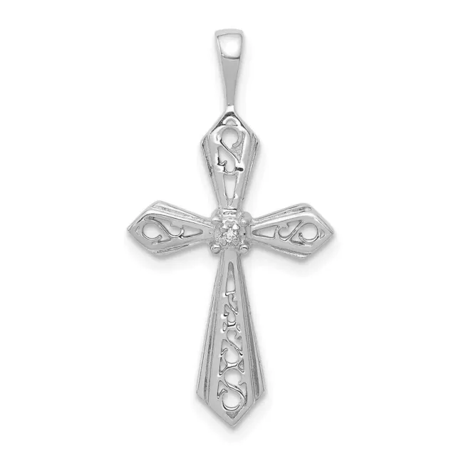 10K White Gold AA Diamond Passion Religious Cross Pendant for Womens Best Gift