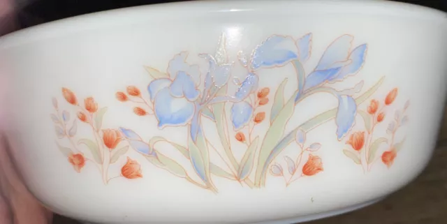 Vintage Pyrex Blue Iris Floral Design Cereal/soup/dessert Bowl 6"