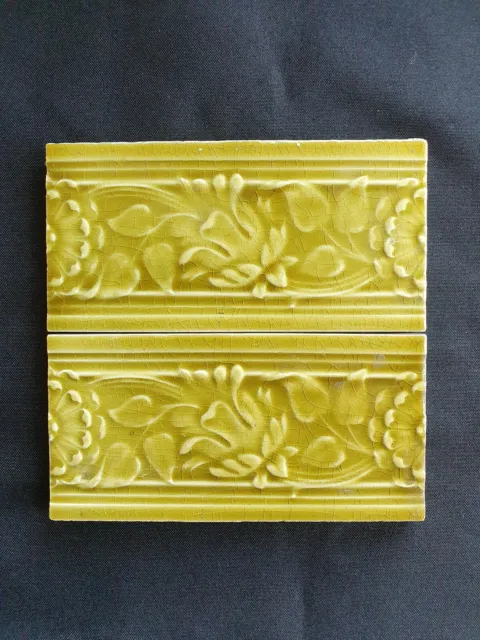 Pair of Arts & Crafts Tile. Mintons. C1905. 6 x 3. 2