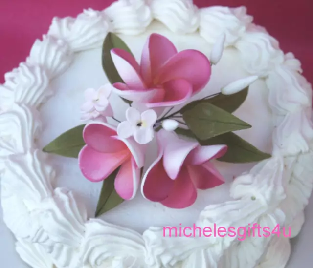 Pasta de goma de azúcar rosa caliente plumeria hawaiana Stephanotis pastel decoración flores Pasta de goma de azúcar rosa caliente plumeria hawaiana Stephanotis pastel decoración flores