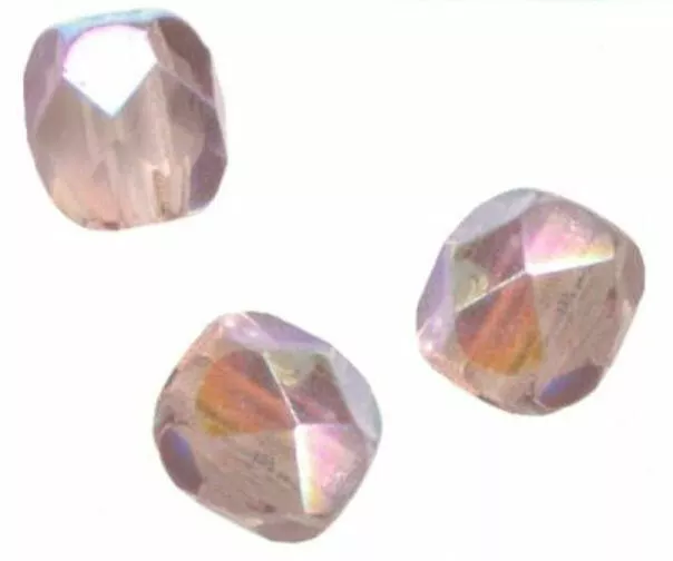 25 PERLES FACETTES DE BOHEME  6 mm LIGHT AMETHYST AB  port gratuit