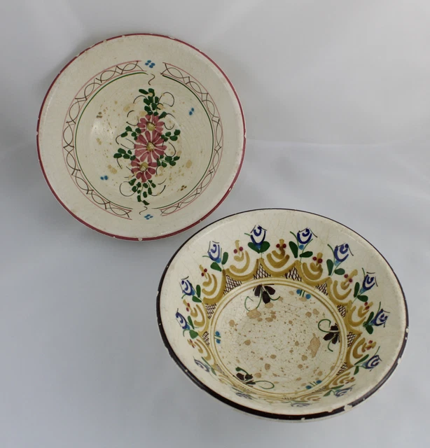 Antiguos CUENCOS de Ceramica vidriada Valenciana,  Finales del siglo XIX.