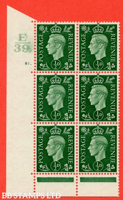 SG. 462. Q1. ½d Green. A superb UNMOUNTED MINT " Control E39 cylinder 81 B54409