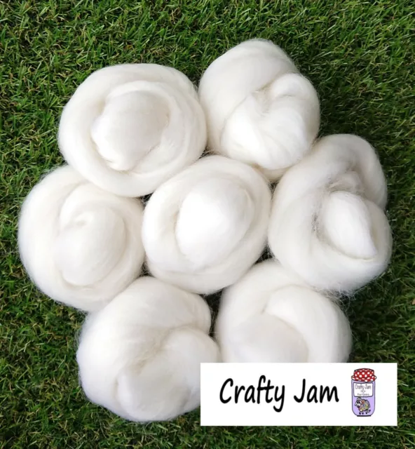 Needle Felting Diamond White Corriedale/Merino. Felting Wool Rovings 45g