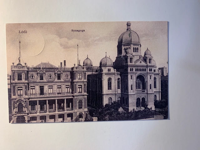 JUDAICA  ,POSTCARD .   Jewish  SYNAGOGUE  in  ŁÓDŹ  city ( Poland) 150x95 mm.