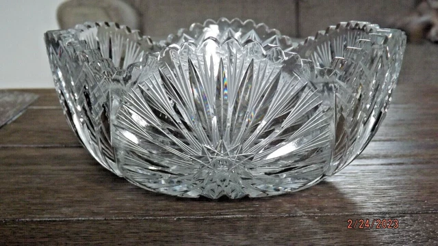 American Brilliant ABP 8" Cut Glass Bowl - Bergen Hawkes Libbey - No Chips