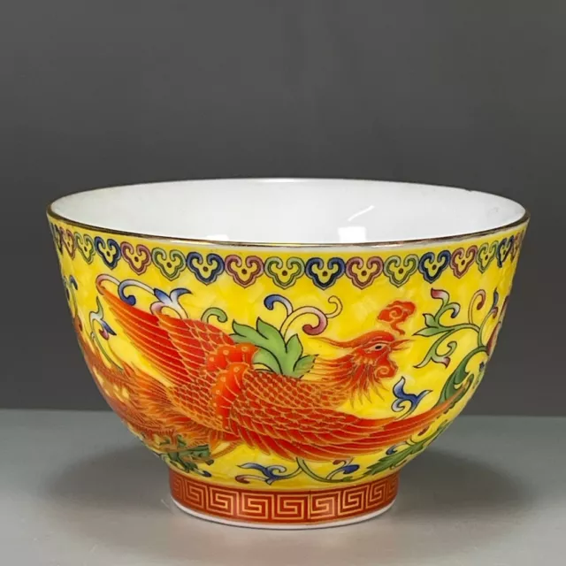 Coleect China famille rose porcelain hand painting phoenix pattern bowl