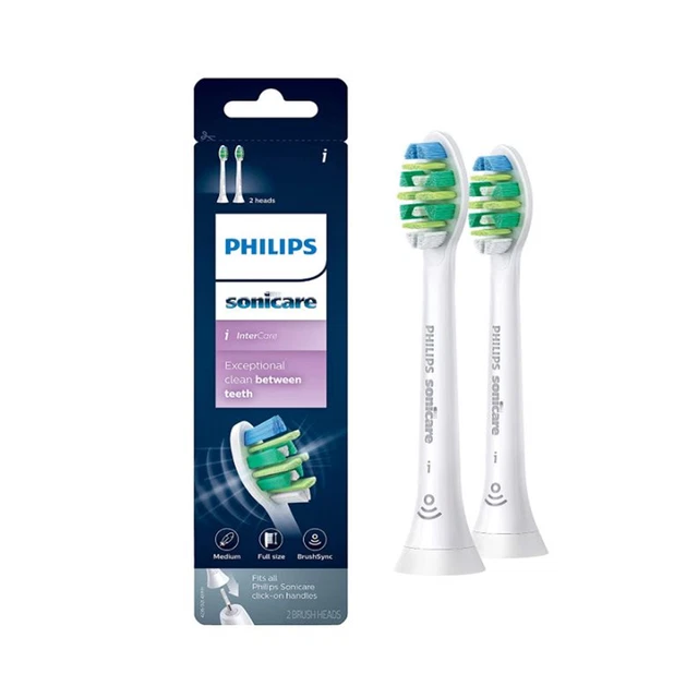 2 cabezales de cepillo de dientes de repuesto Philips Sonicare genuinos Intercare, blancos, HX900