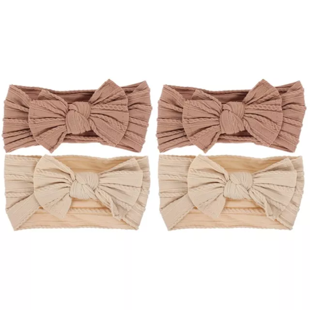 4 pcs Bow Knot Headbands Baby Bows Comfortable Nylon Headbands Baby Girls Hair