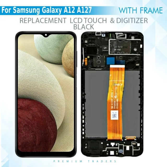 For Samsung Galaxy A12 A127 Touch Screen Display LCD Digitizer Assembly + Frame