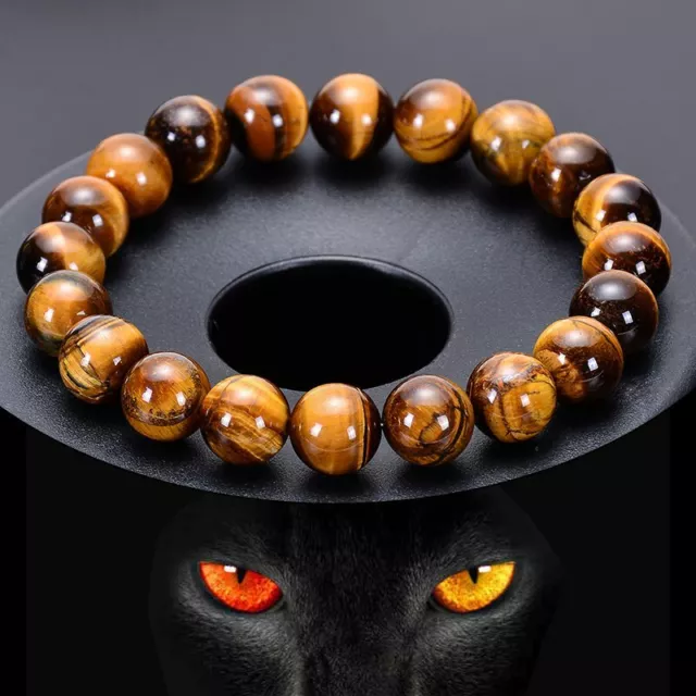 100% Natural Tiger Eye Bracelets Handmade Stone Bracelet for Men Women 6/8/10mm