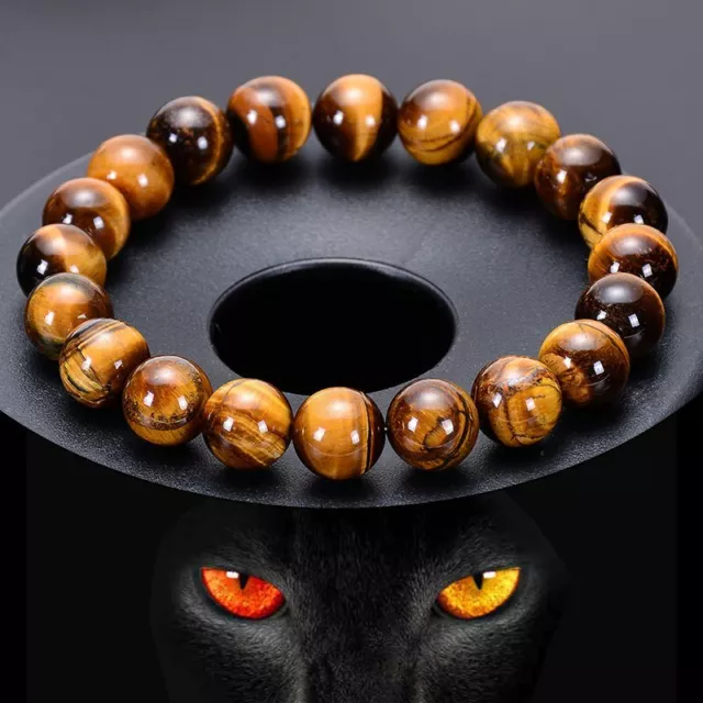 Tiger Eye Bracelet for Men Women Handmade Natural Stone Tiger Eye Beads Bracelet