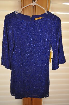 Alice + Olivia Mini NWT Size 0 Cobalt Blue Sequin Club Dress