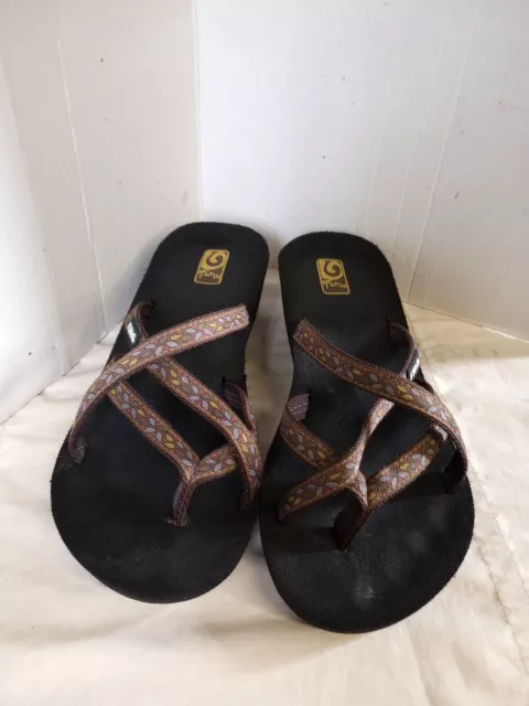 Teva Olowahu Sandals Womens 7 Flip Flops Strap Thong Mush Brown Slip On Comfort