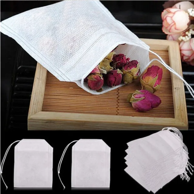100x White Empty Drawstring Reusable Bags Bath Soap Herbs Tea Spice Set