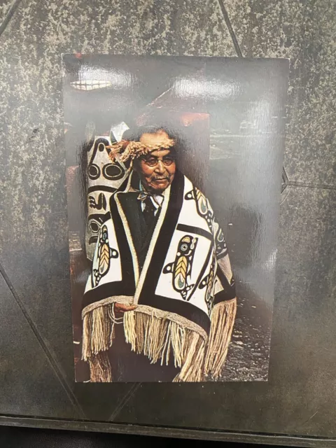 Postcard Native American Indian Chief Shaiks in Ceremonial Robe