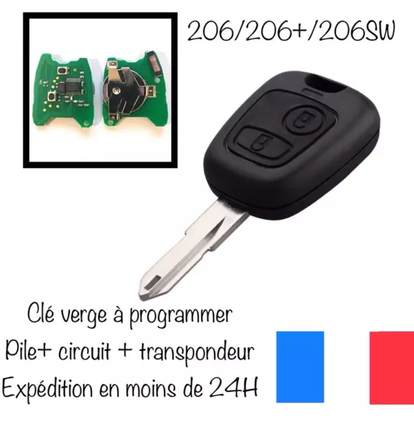 CLÉ VIERGE + electronique + pile Complète Peugeot 206 206CC CC 206+ Testé  EUR 12,45 - PicClick FR