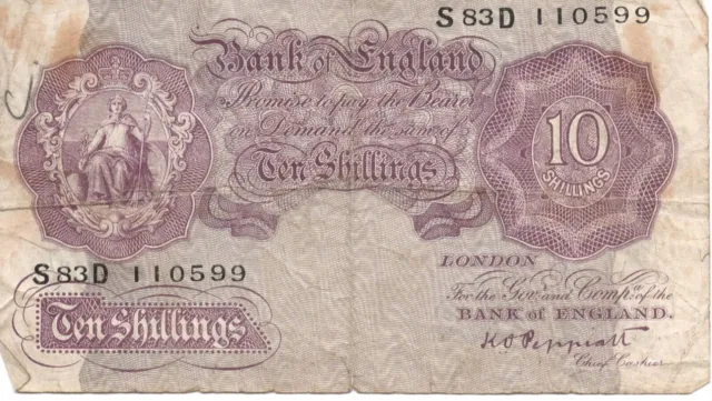 England/Great Britain 10 Shillings (1940-48) Well Circulated Vintage World Money