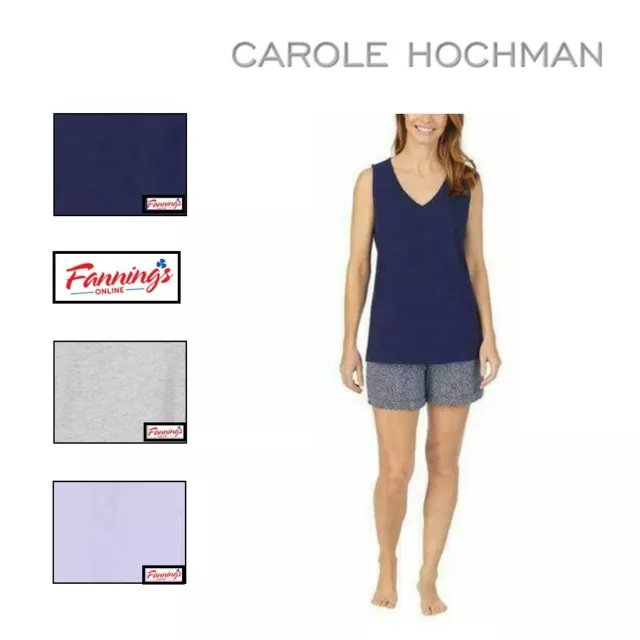 Carole Hochman Womens Pajamas Set PJ 4-Piece TShirt Tank Shorts Capri -J63