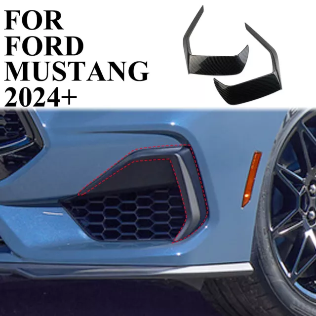 Carbon fiber front bumper light lamp cover trim frame fit for Ford Mustang 2024