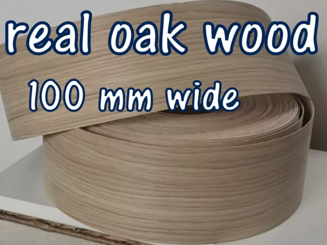 Iron-on Edging Preglued Real Wood Oak Veneer Edge Banding Tape 100 mm White Oak