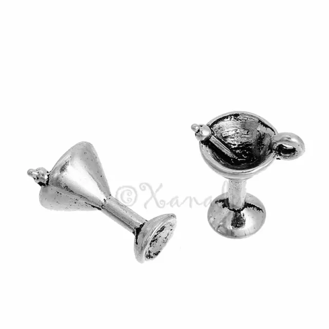 Martini Glass Antiqued Silver Plated Cocktail Charms C6353 - 10, 20 Or 50PCs 3