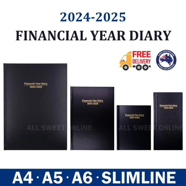 2024 2025 Financial Year Diary Week To View & Day To View Planner Black A4 A5 A6