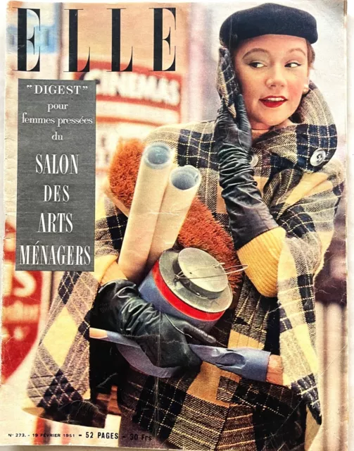 ELLE n° 273 du 19 Février 1951 ancienne revue de mode couture Magazine Vintage