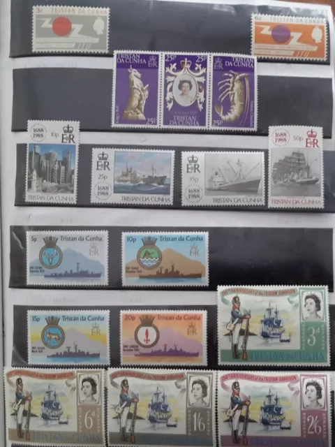 17x Tristan da Cunha QEII Stamps in 4 Sets+ Mostly MNH/ Light Hinged