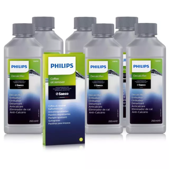 Reinigungsset Philips Saeco 6x Entkalker 250ml & 1x Kaffeefettlöser