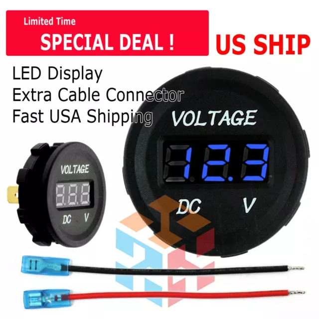 LED Digital Display Voltmeter Car Motorcycle Voltage Volt Gauge Panel Meter 12V