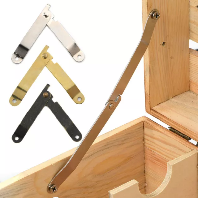2X Universal Lid Support Hinge Stay Wood Furniture Jewelry Box Corner Butt Hinge