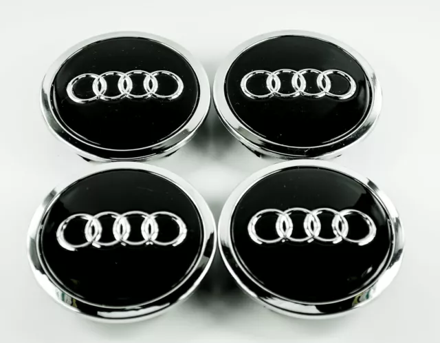 4X ALLOY WHEEL CENTER CENTRE CAPS FOR AUDI A3 A4 A5 A6 TT RS4 Q5 Q7 BLACK 68mm