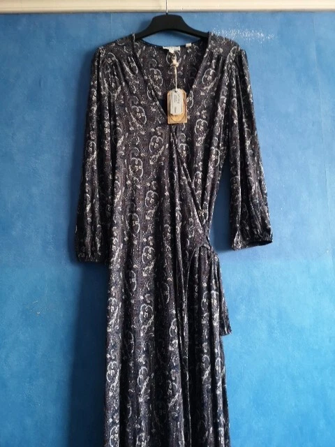 BNWT FAT FACE Willa Posy Black Floral Midi Wrap Dress UK Size 12 22.00 PicClick UK