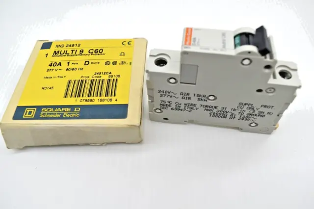 Square D Mg24512 Circuit Protector/Breaker 40A 277V C60N