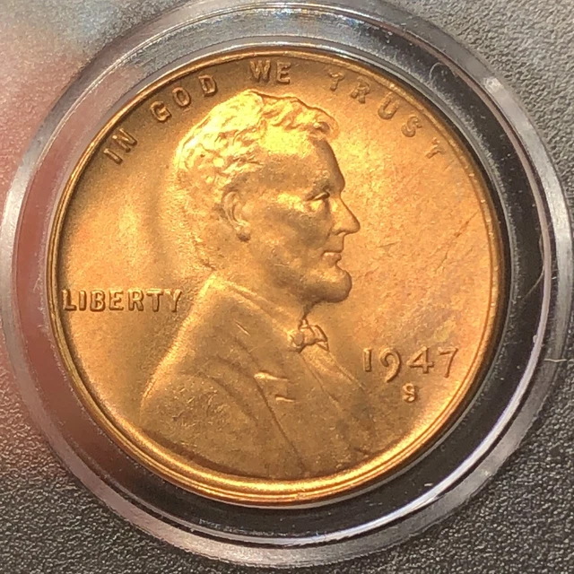 1947 S Lincoln Wheat Cent Penny BU Nice Red Coin Free Shipping, Free Returns