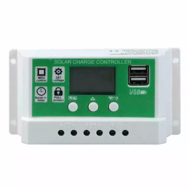 10A/20A/30A PWM Solar Panel Battery Charge Controller 12V 24V Auto w/Dual USB